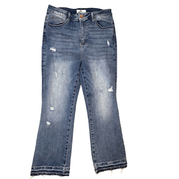 RISEN Full Size Distressed Detail Bootcut Jeans